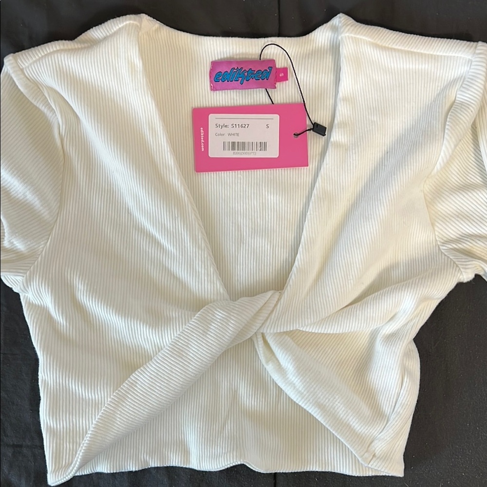 Edikted White Ribbed Top